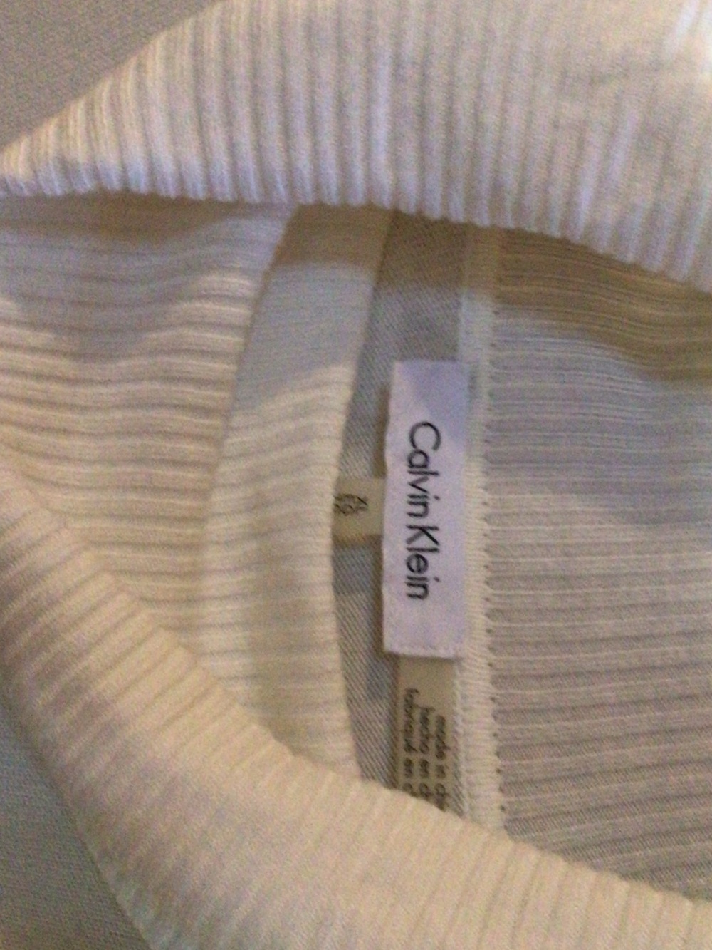 Calvin Klein Cream Ribbed Crew Neck Sweater